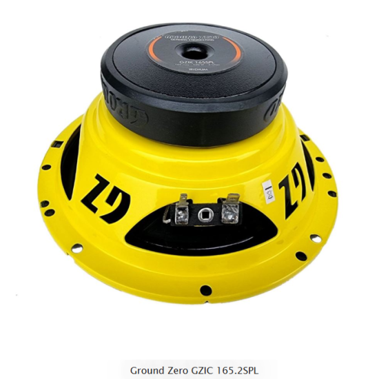 Ground Zero GZIC 165.2SPL 2-drożny zestaw głośnikowy o średnicy woofera 165 mm. Moc woofera 120 W RMS. Impedancja 3 Ohm